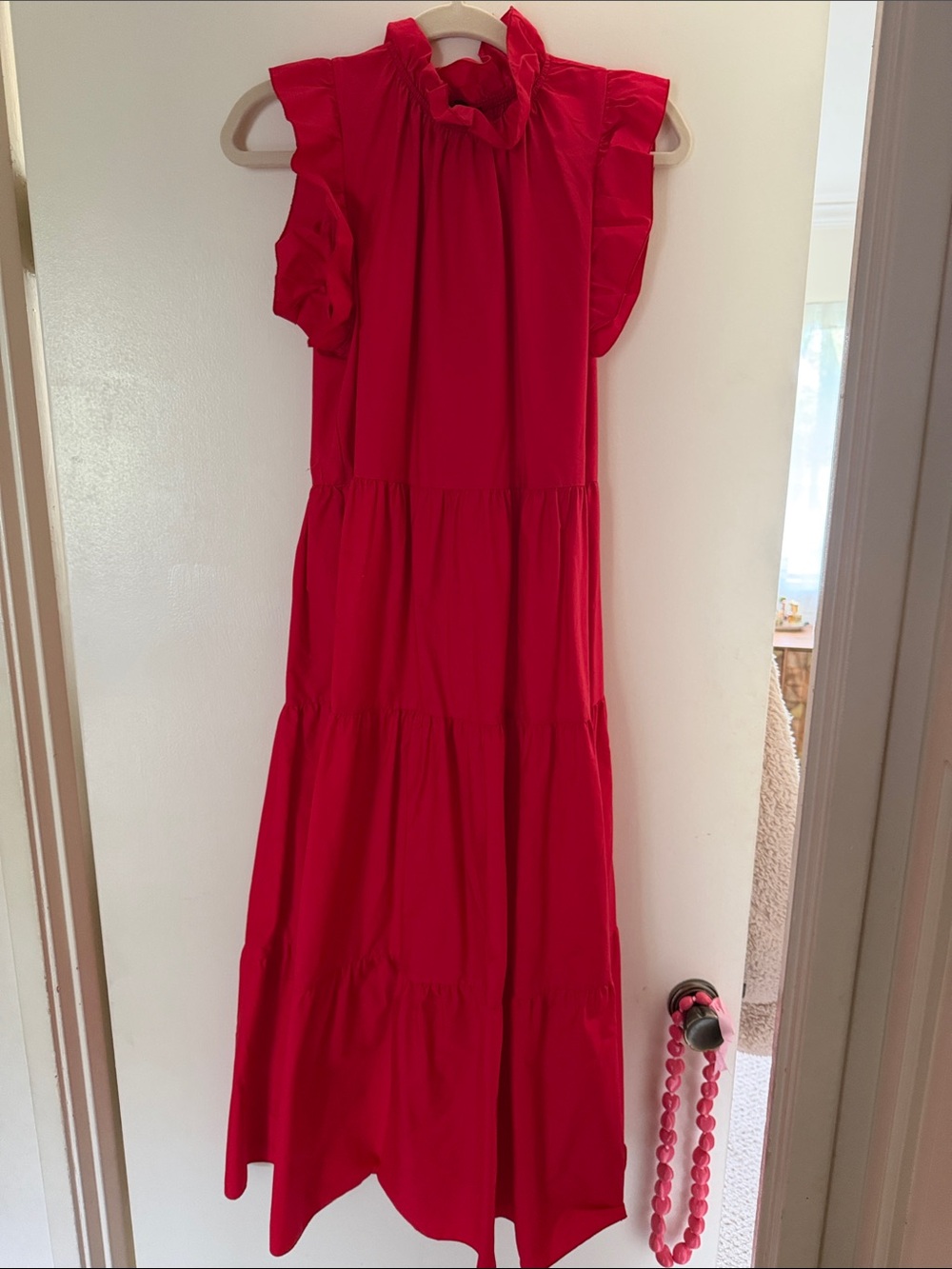 Chepe Red Ruffled Maxi Dress